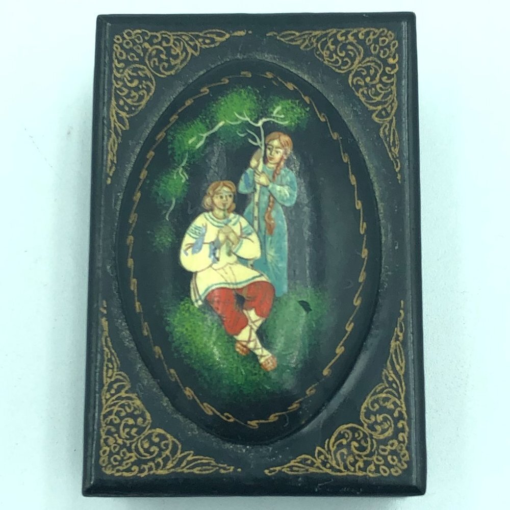 Vintage Russian Lacquer Mini Trinket Box